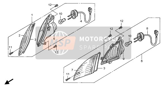 Honda NES150 2006 Indicator voor een 2006 Honda NES150